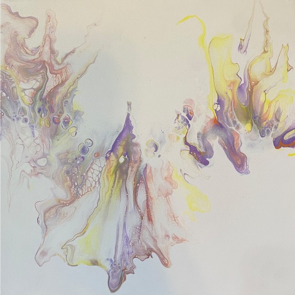 Set of 4 acrylic paint pouring custom canvas art blow out hair dryer art - Picture 7 of 8